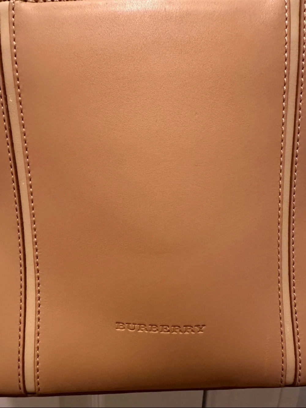 Authentic Burberry Tan Leather Tote Bag